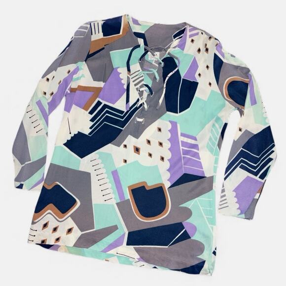 Abstract Lace Neckline Retro Vintage Pullover size Medium - Picture 1 of 10